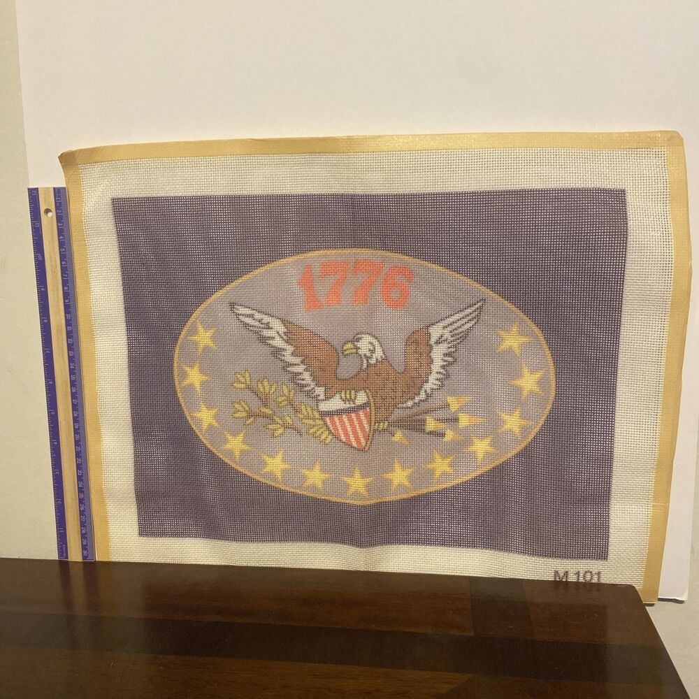 VTG Betsy Ross Stars & Stripes Bicentennial Needlepoint Vogart M101